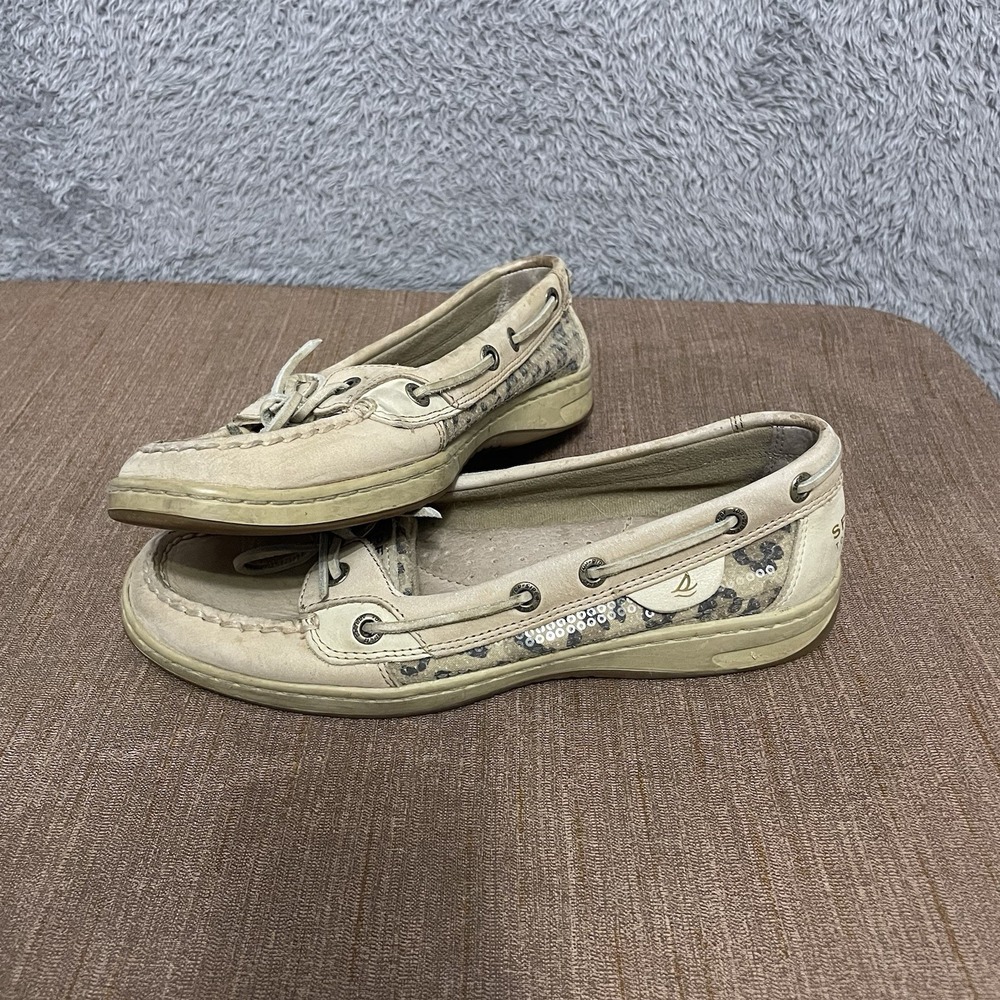 Sperry Top-Sider Shoes Womens 8M Angelfish Comfortable Tan Leopard Print Slip On